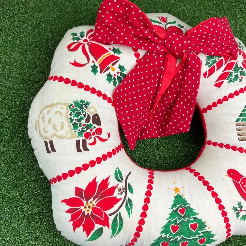 Vintage Fabric Handmade Christmas Wreath Classic Holiday Decor